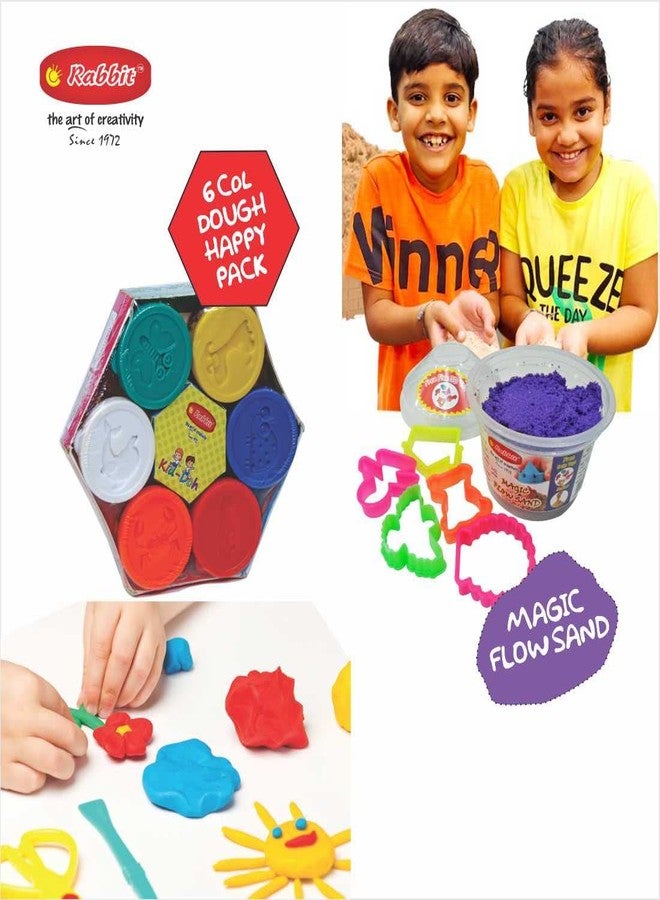 Rabbit Happy Pack Dough + 12 Color Clay Blister Card + Play Sand 100gms + Stationery Kit| Clay Dough | Sand for Kids | Toys for Kids - Image 2